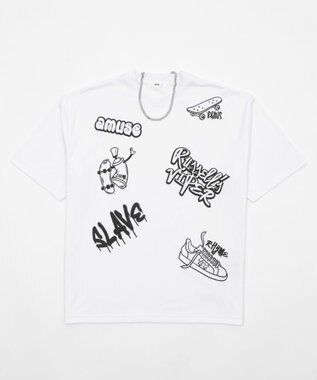 WEGO アクセ付きラフガキグラフィックT（SS） ホワイト