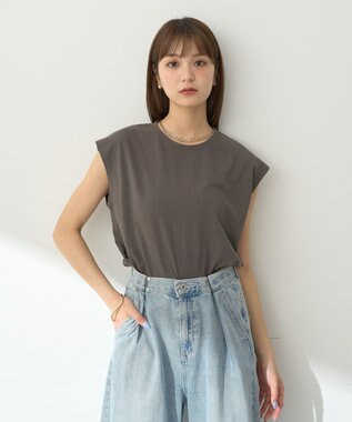 earth music&ecology ＳＥＴ２点　クロシェキャミ＋ノースリーブプルオーバー Black