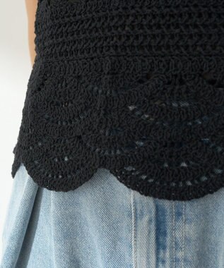 earth music&ecology ＳＥＴ２点　クロシェキャミ＋ノースリーブプルオーバー Black