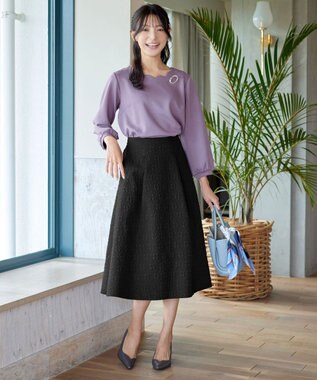 Tiaclasse 【洗える】ふくれジャガードタックフレアスカート ブラック