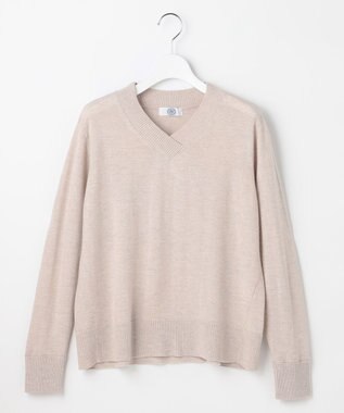 J.PRESS LADIES SOFT TOUCH WOOL Vネック ニット ベージュ×ブラッドオレンジ系