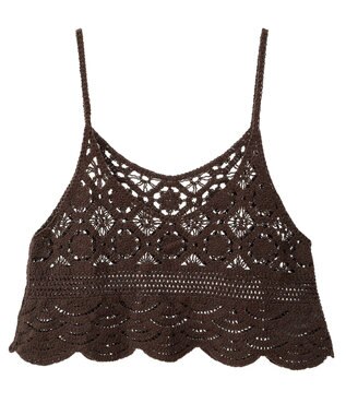 earth music&ecology ＳＥＴ２点　クロシェキャミ＋ノースリーブプルオーバー Brown