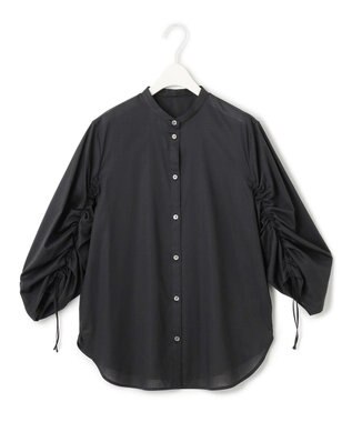 ICB 【洗える】キュームコアローン バンドカラーシャツ ブラック系