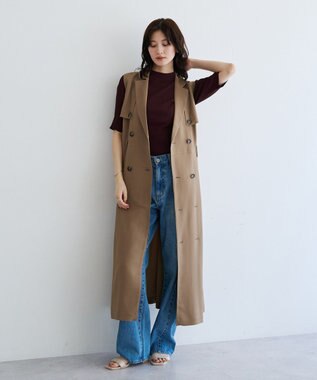 YECCA VECCA ハイネック5分袖リブニット Brown