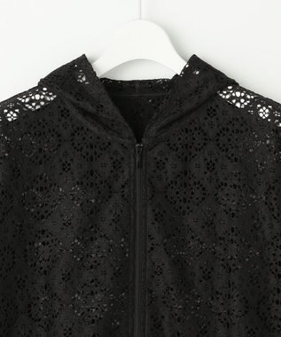 自由区 【WEB限定・1枚で華やぐ・旬スタイル】テクスチャーレーシージップ パーカー ブラック