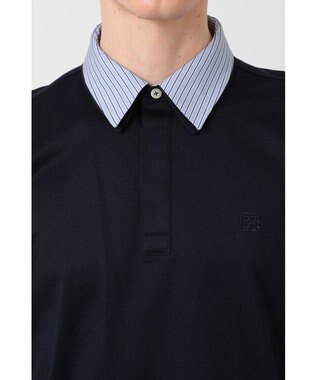 DAKS GIZAコットン THOMAS MASONチェック シャツカラーポロ ネイビー