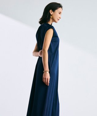 BEIGE， 【WEB限定・洗える】MELISSA / バックシフォンスキッパーロングワンピース Navy