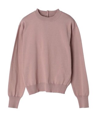 earth music&ecology バックボタンクルーネックニットプルオーバー Pink