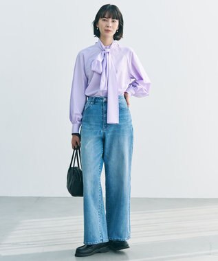 UNFILO 【UNFILO DENIM/新色追加】撥水ストレッチ ルーズワイドデニム ウォッシュブルー