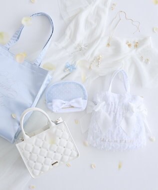 Maison de FLEUR サテンラインストーントートバッグ Light Blue