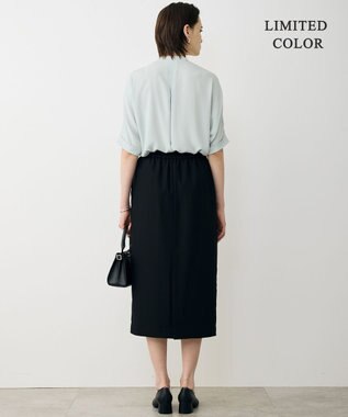 ICB L 【先行予約・WEB限定カラーあり】BackSatinAmunzen 5分袖バンドカラーブラウス アッシュブルー［WEB限定］