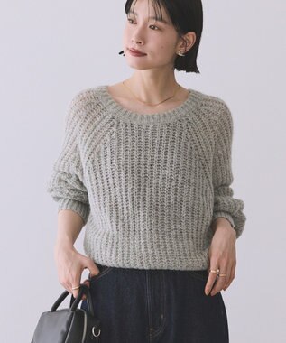 AMERICAN HOLIC 【2WAY】モヘヤ風甘編みカーディガン Gray