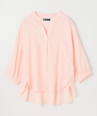 ANY L 【手洗い可能】ヨーロピアンリネンスキッパーネックブラウス ピンク