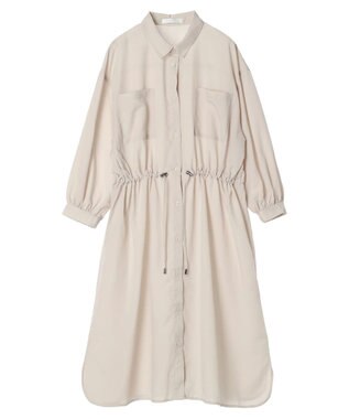 Green Parks ミディ丈ドロストシャツワンピース Light Beige
