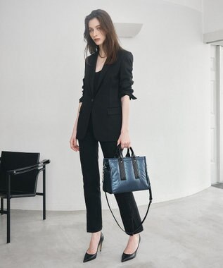 TOPKAPI 【TREASURE TOPKAPI】メタリック パデット ショルダー付 トートバッグ シアンブルー