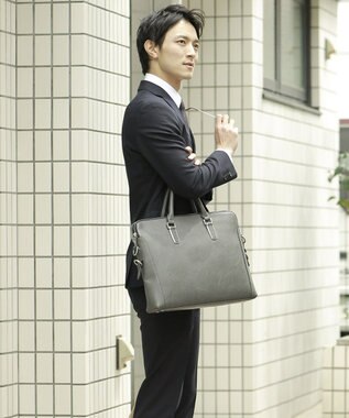 UNBILLION Otias アンティーク仕上げ合皮ブリーフバッグ グレー