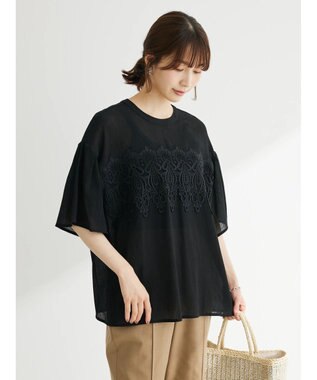 Green Parks ・ＥＬＥＮＣＡＲＥ　ＤＵＥ　ケミカルレースブラウス Black