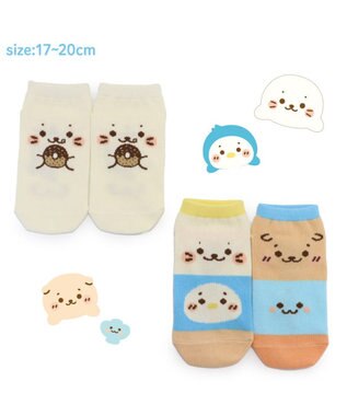  しろたん スニーカー丈ソックス 2足セット 17~20cm 《顔ぼんドーナツ/お友達カラフル》