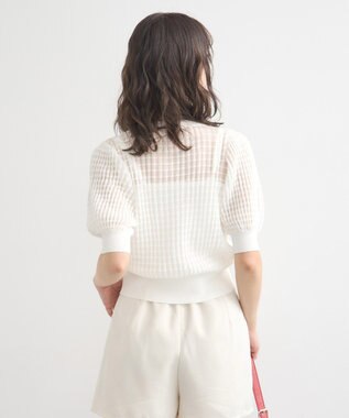 earth music&ecology シアーチェックカーディガン Ivory