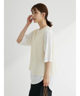 Green Parks ＳＥＴ２点　メッシュベスト＋半袖カットチュニック Ecru