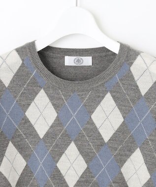 J.PRESS LADIES 【洗える】アーガイルツイン ニット グレー系