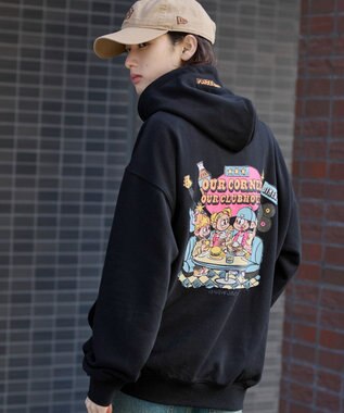 WEGO 【ユニセックス着用ITEM】別注NEWJACKグラフィックプルパーカー ブラック