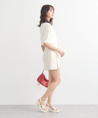 earth music&ecology シアーチェックカーディガン Ivory