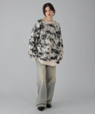 WEGO 【ユニセックス着用ITEM/MLサイズ展開】ファジーパターンプルオーバー オフホワイト