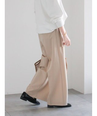 Te chichi ピンストライプタックワイドパンツ ベージュ