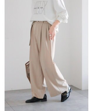 Te chichi ピンストライプタックワイドパンツ ベージュ