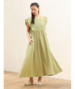 Green Parks ■ＥＳＣＡＲ　ピンタックフレアスリーブワンピース Lime Green