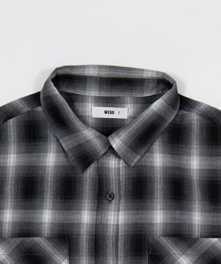 WEGO ショートチェックシャツ ブラック