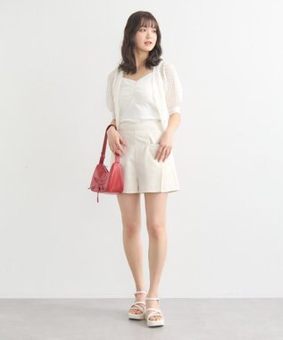 earth music&ecology シアーチェックカーディガン Ivory