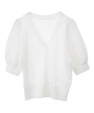 earth music&ecology シアーチェックカーディガン Ivory