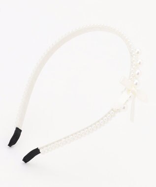 ANY KIDS パールリボンカチューシャ ホワイト