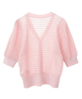 earth music&ecology シアーチェックカーディガン Pink