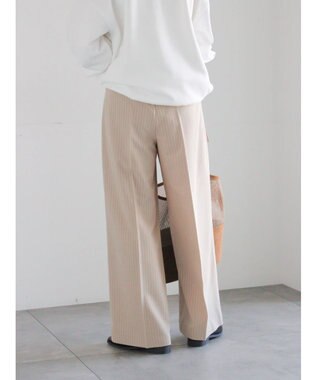 Te chichi ピンストライプタックワイドパンツ ベージュ