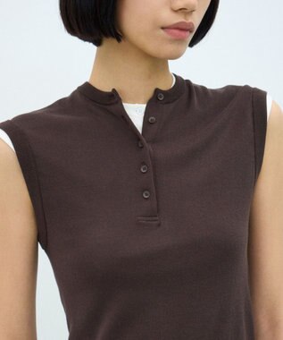 ATON FRESCA CIRCULAR RIB | ヘンリーネックプルオーバー DARK BROWN