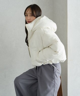 earth music&ecology 2wayパファー ショートブルゾン アイボリー