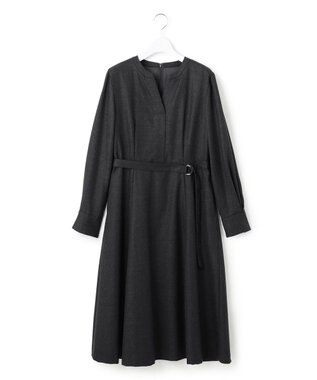 23区 L ウールジョーゼット フィットアンドフレア ワンピース グレー系