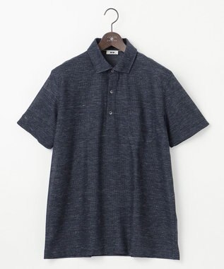 JOSEPH ABBOUD 【キングサイズ・吸水速乾/軽量】リネンTOPピケ ポロシャツ ネイビー系