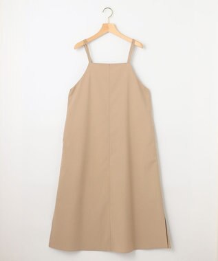 組曲 【洗える・シワになりにくい】リネン混オックスストレッチ キャミワンピース ベージュ系