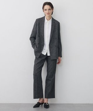 ICB ミックスブッチャー ダブルブレストジャケット ブラック×オフホワイト