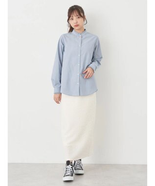 earth music&ecology スタンドフリルシャツ Sax