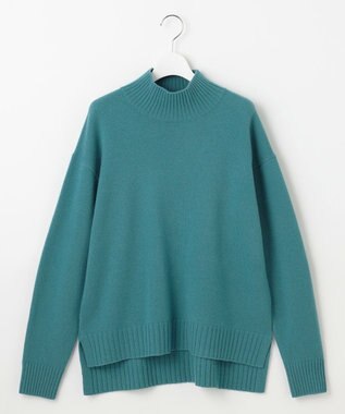 自由区 ウールカシミヤブレンドハイネック ニット ブルー