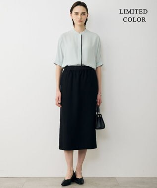 ICB L 【先行予約・WEB限定カラーあり】BackSatinAmunzen 5分袖バンドカラーブラウス アッシュブルー［WEB限定］