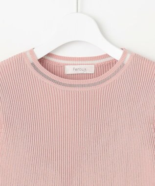 Feroux シアートリム リブニット ピンク系