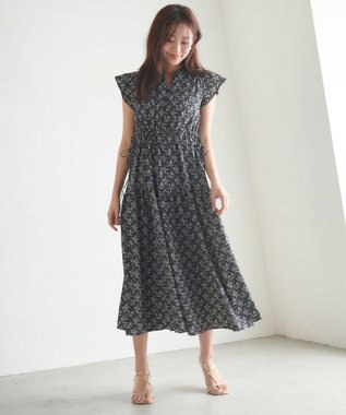 Feroux フラワープリントドロスト ワンピース ブラック系5