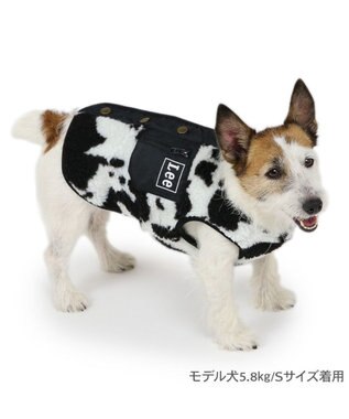 PET PARADISE Lee 牛柄 背中開きボアベスト 《白黒》 小型犬 牛柄 白黒