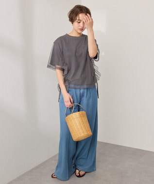 AMERICAN HOLIC チュールレイヤードドロストトップス Charcoal Gray